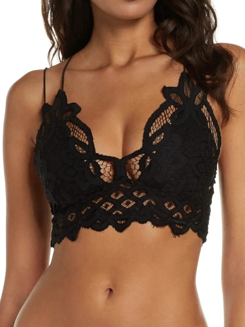 Free People Black Lace Crop Bralette